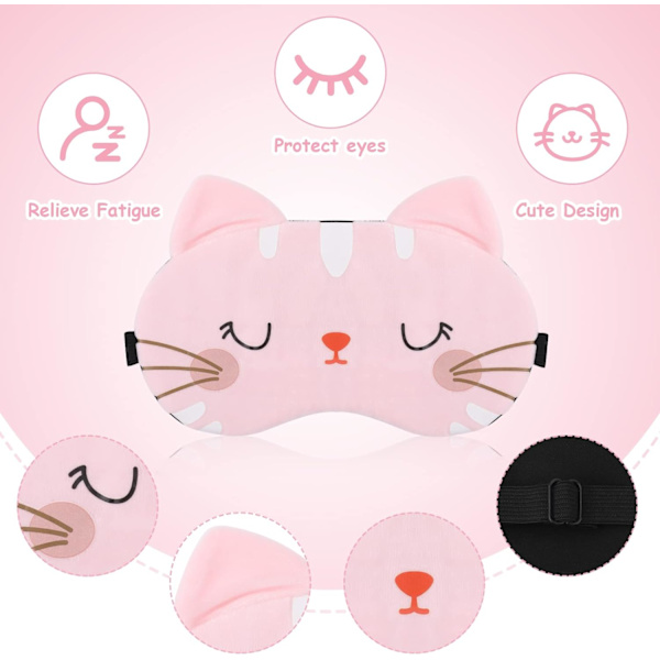 3 stycken ögonmasker för barn, söta katt-ögonmasker för sömn, DXGHC