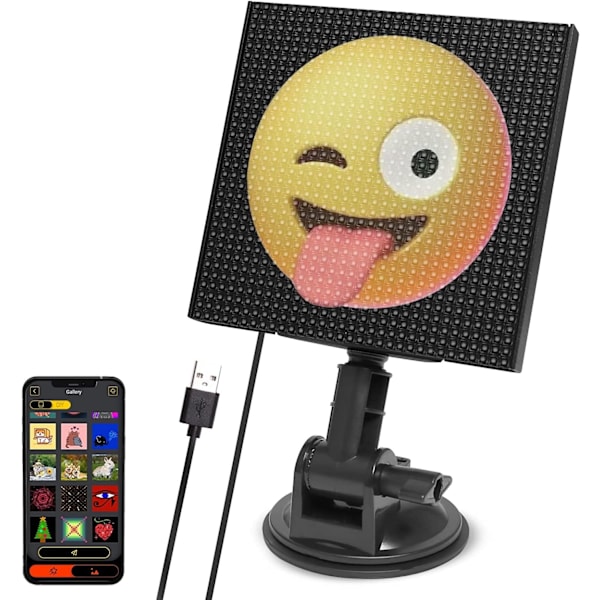 Pixel Display Skærm, Smartphone App Kontrol LED Bilskilt Skærm med 32x32 Pixel Tilpasset Tekst Mønster Animations Program