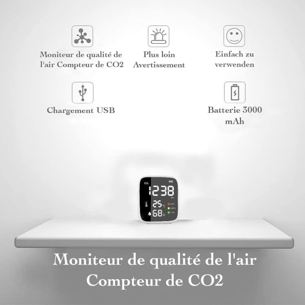 Mini bærbar CO2-detektor - CO2-sensor til hjemmet - Enheder til måling