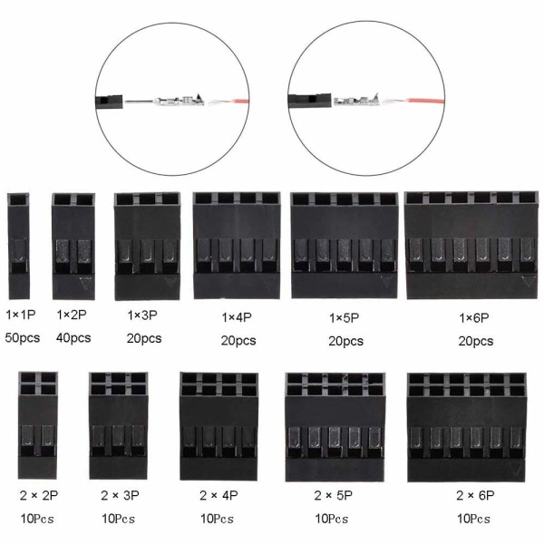 620 STK 2,54 mm Dupont Jumper Connectors Hanne Hunn Crimp Pin T