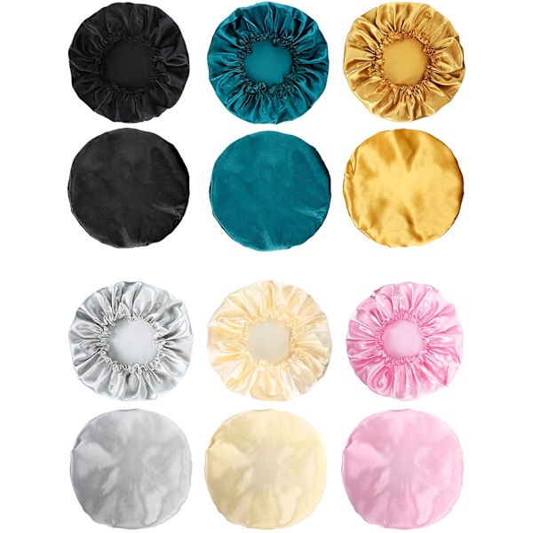 6 Stk. Sovehue Satin Bonnet Sovehat Blød Elastisk Nat H