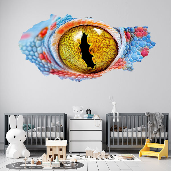 3D Brudt Mur Vision Dinosaur Lizard Øjne Vægsticker Stue R