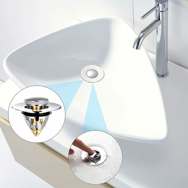 Universal Pop-Up Sink Drain, Anti-Clog Drain Filter, Rustfritt Stål