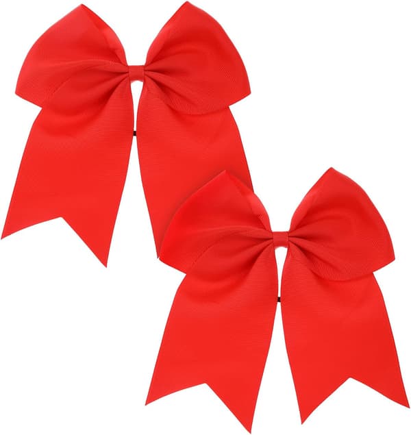 2 stycken hårsnoddar med stor röd rosett, elastiska hårsnoddar för cheerleading
