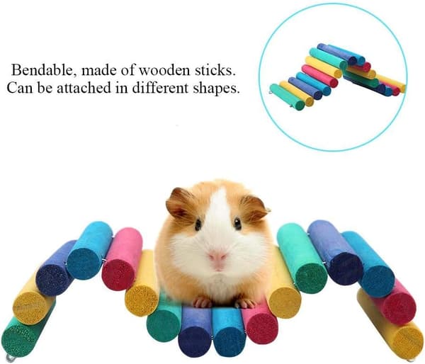 Trä Hamster Regnbågsbro Hängande Armbåge Stege Liten Anim DXGHC