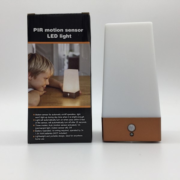 1 Stycke Kvadratisk Retro LED Nattlampa Trådlös PIR Rörelsedetektering