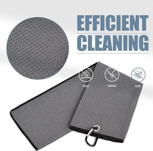 Tri-Fold Golf Håndklæde - Premium Mikrofiberstof - Præget Mønster