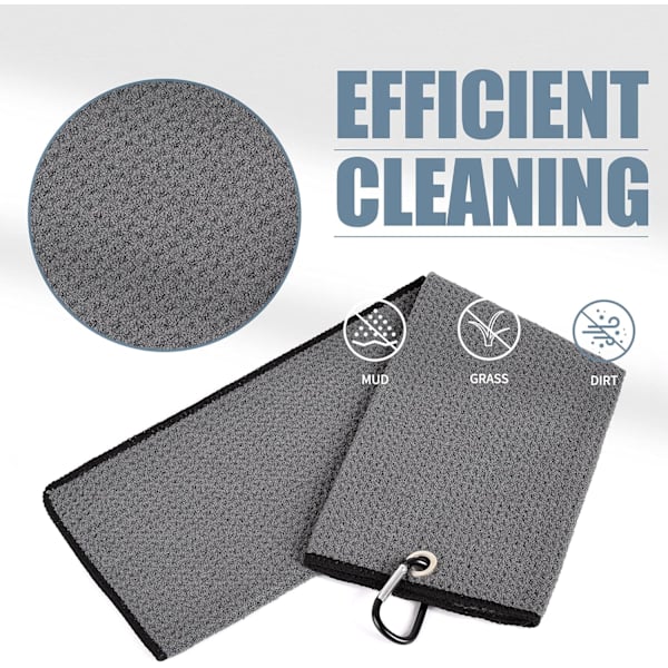 Tri-Fold Golf Håndkle - Premium Mikrofiberstoff - Preget Mønster