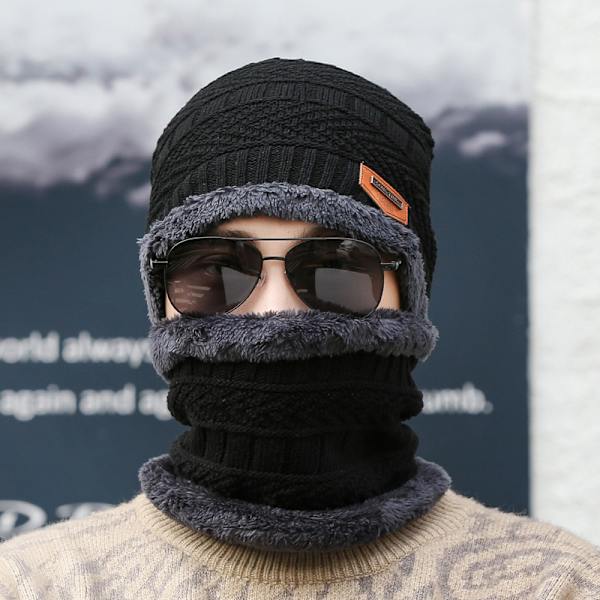 Vinterhatt för män, varm ullhatt, tjock stickad mössa, pull-over-hatt för män