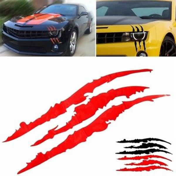 5 stk. Auto Bilklistermærker, Reflekterende Monsterklo Scratch Stripe M