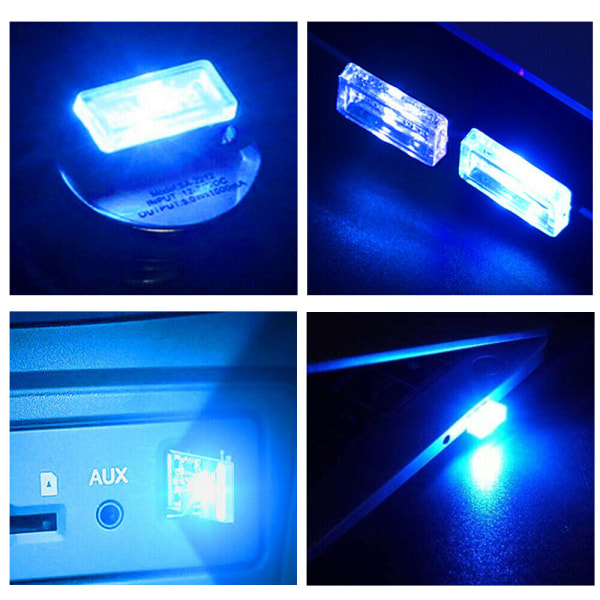 3x Mini USB LED Neon Atmosfärslampa för Bilinteriör