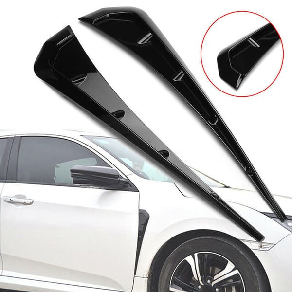 2 stk Blanke Svarte Bil Side Fender Luftventil Deksel Trim Eksteriør