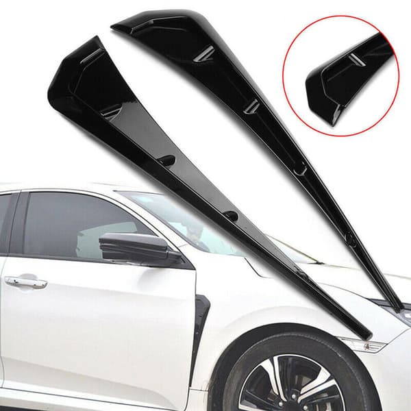 2 stk Blanke Svarte Bil Side Fender Luftventil Deksel Trim Ext