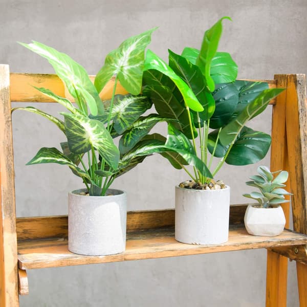1 Pakke Kunstige Planter, Kunstige Potteplanter til Kontorbordet