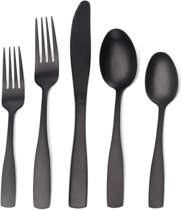 Matt Svart Bestickset, Satin Finish 20-Delar Rostfritt Stål