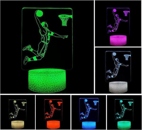 3D Illusion Natlys LED Bordlampe Berøringsstyring 7 Farveskift