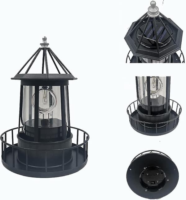 Solcelled Roterende Beacon LED Udendørs Have Græslampe Dekoration Orn