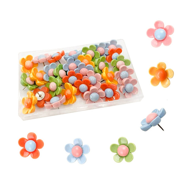 60 st Flower Push Pins Färgglada Dekorativa Tumspikar Blomma Thu