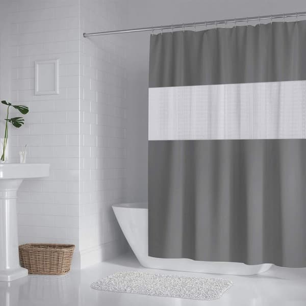 Grå duschdraperi 180x180cm Halvtransparent Vattentät Bad DXGHC
