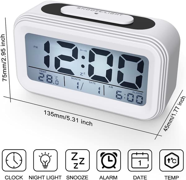 Digital väckarklocka, tyst batteridriven morgonväckarklocka
