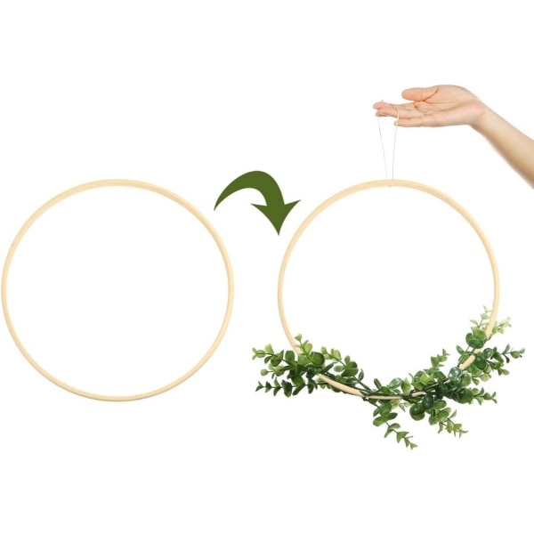 12 stk. 6 størrelser Blomster Bambus Krans Ringer Makrame Bambus Ring