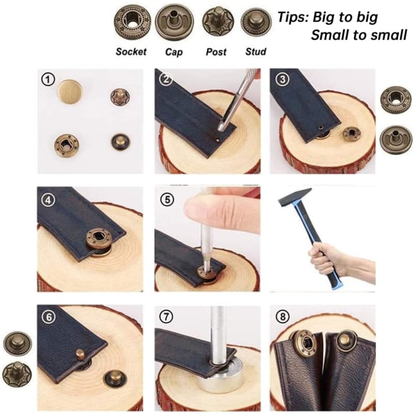 120 stk Metall Snap-knapper Sett, Metalliske Snap-knapper med DXGHC