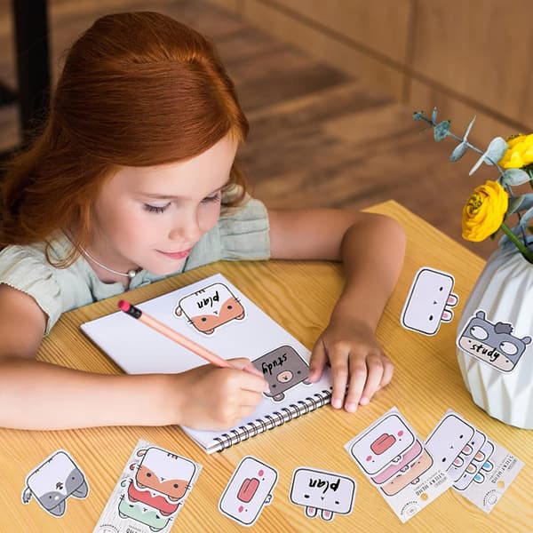 6 Pak Søde Dyreformede Sticky Note Pads - Selvklæbende Memo P