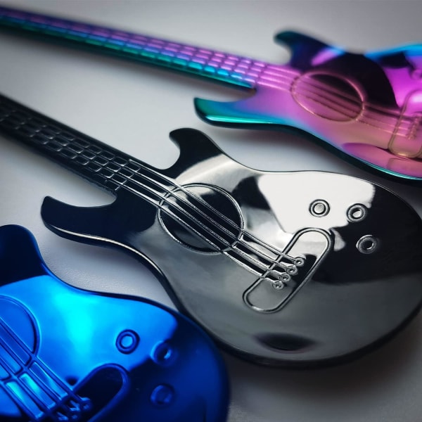 Gitarr Dessertskedar Kaffe Teskedar Set, färg i rostfritt stål