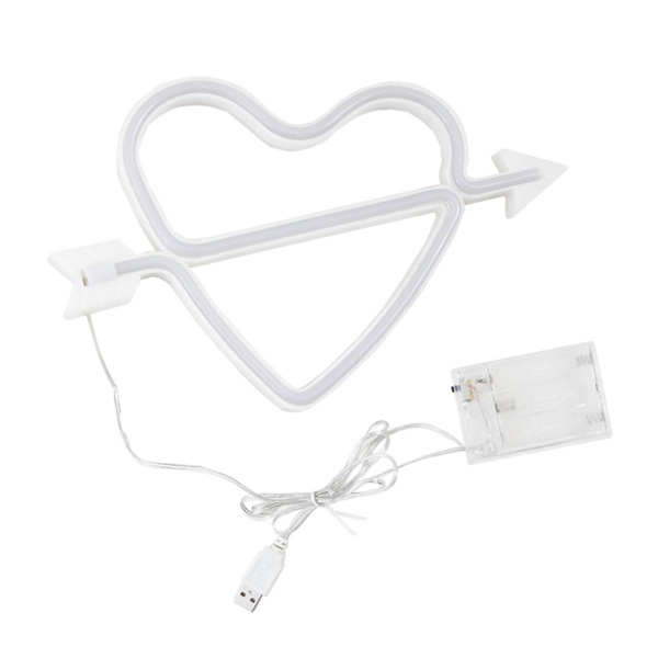 Hjärtformade Neonljusskyltar USB/Batteridrivna Akryl Väggdekor De