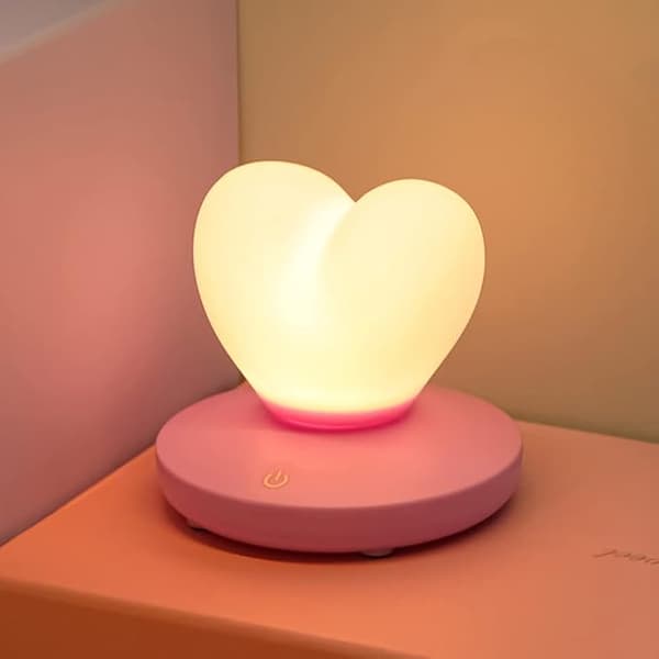 Hjerteformet Natlampe, Sød Lampe, USB Genopladelig Sengelampe