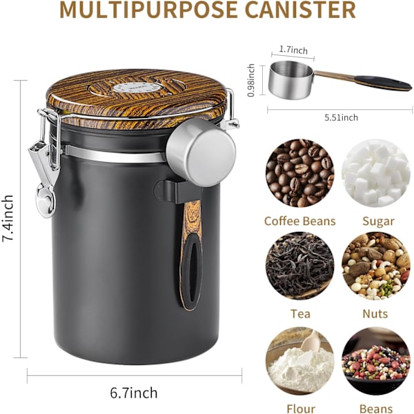 22OZ Kaffeebøtte Kaffe Bønne Opbevaring Lufttæt Beholder Stai