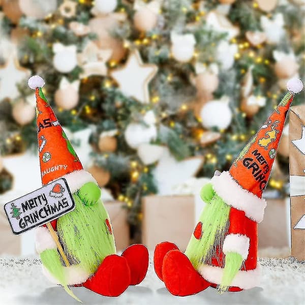 Grön jul Ansiktslös tomte dvärgdocka Juldekorationer DXGHC