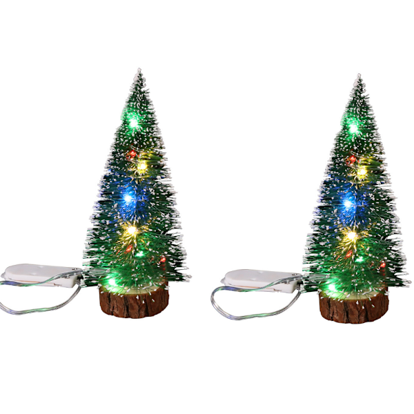 2 st Cedar Green Mini Julgran LED Vit Ljus Tallbarr