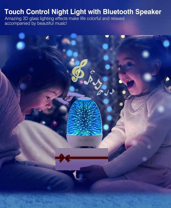 Bluetooth-højttaler, der lyser i mørket, 3D glas touch-kontrol natlampe