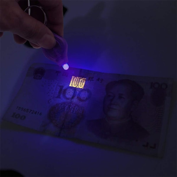 2-pak Mini LED Lommelygte Penge Checker Nøglering Lommelygte Det