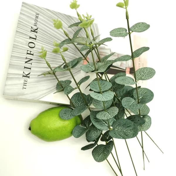 30 stycken konstgjorda enstaka pengablad Eucalyptus l