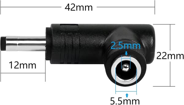 2 st DC-strömadapter, 90 graders vinkel DC-adapter 4,0 mm x 1,7 DXGHC