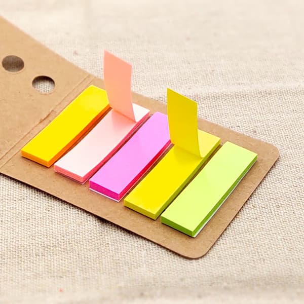 2 PAKKER  5 Farvede Cover  Stickers Posts It Note Fem Farve  Klassi