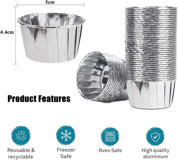 50 stk. Aluminiumsfolie Bakekopper, Cupcakeformer, Mini Cupcake