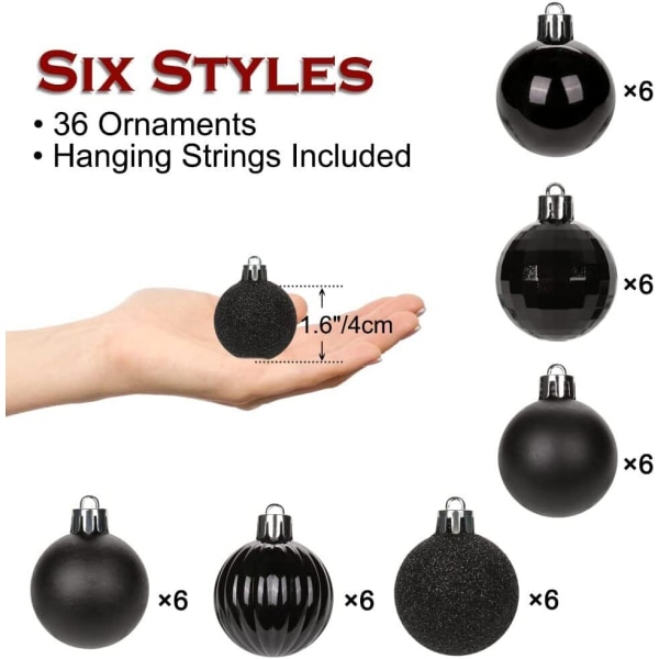 36 stk. Julekuler Ornamenter Knusefrie Juler Tre Henger DXGHC