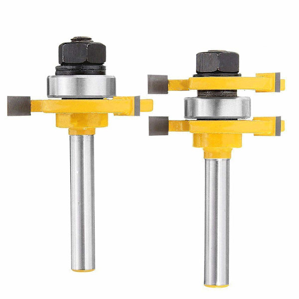 8mm Skaft Matchet Tunge og Fure Fræser Sæt 3 Fløjte T Form Wo