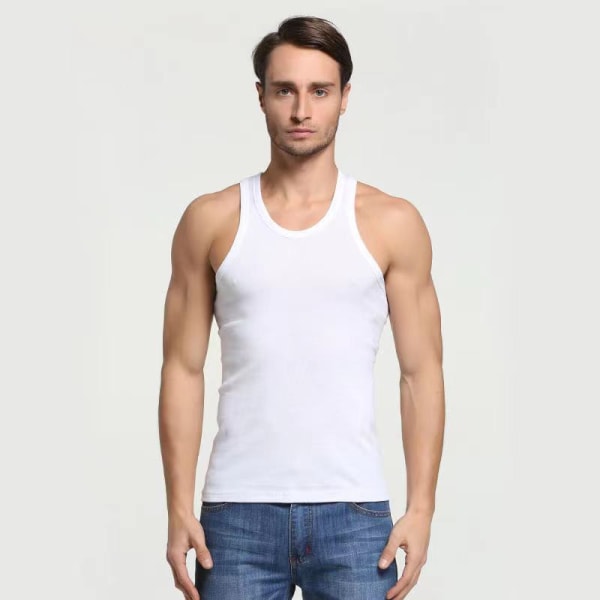 5 kpl Miesten Tank Topit 100% Puuvilla Tank Top Alusvaatteet (Valkoinen*5 XXL