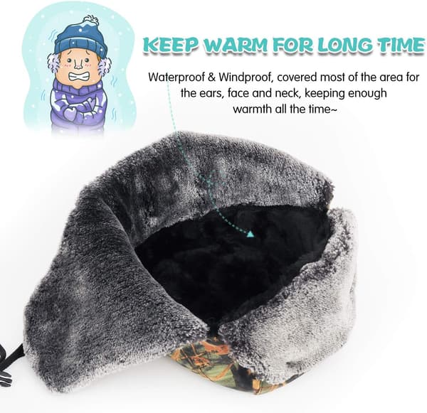 Vinter Camouflage Bomber Trapper Hat, varm øre-jumper hat med Wi