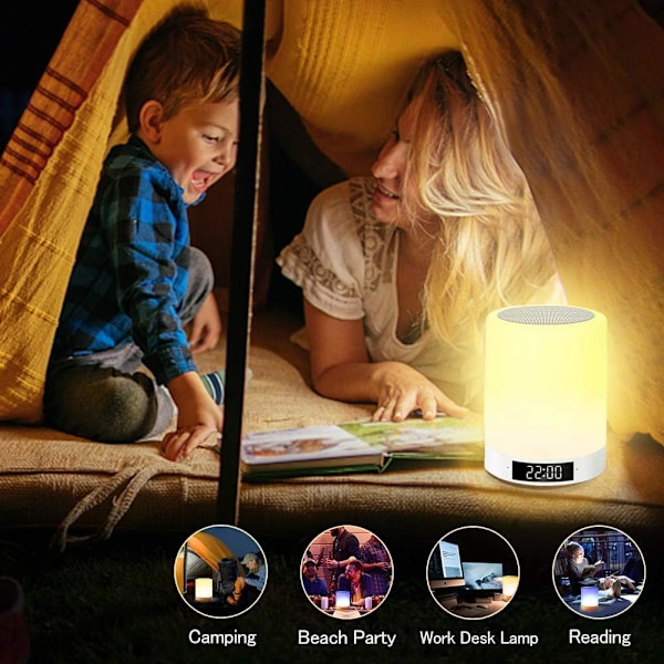 Värikäs Bluetooth-kaiutinlamppu Kannettava Yöpöytälamppu USB-Lataus
