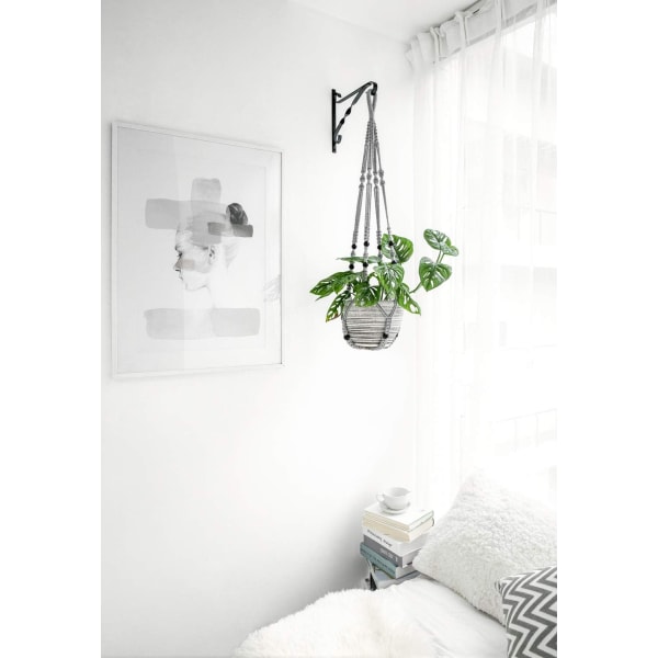 Macrame Växthängare Inomhus Hängande Planterkorg med Träpärla