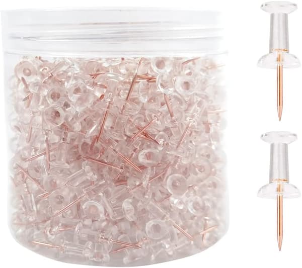 Rosaguld Push Pins, 400 Klar Hoved Push Pins Rosaguld Push Pins