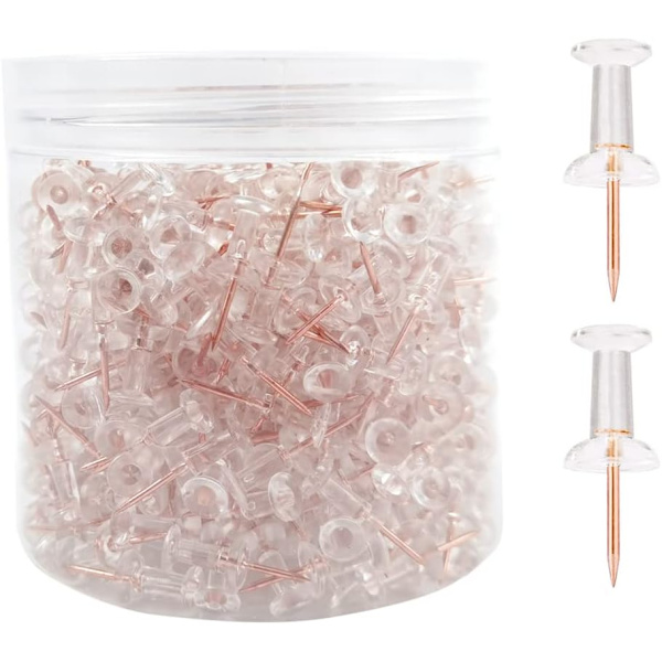 Rosegull Push Pins, 400 Klar Hode Push Pins Rosegull Push Pins