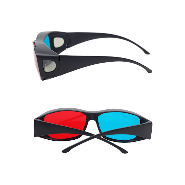 2 stycken 3D-filmspelglasögon 3D röd-blå glasögon för 3D-filmer spel, 3D-tittarglasögon (svart)