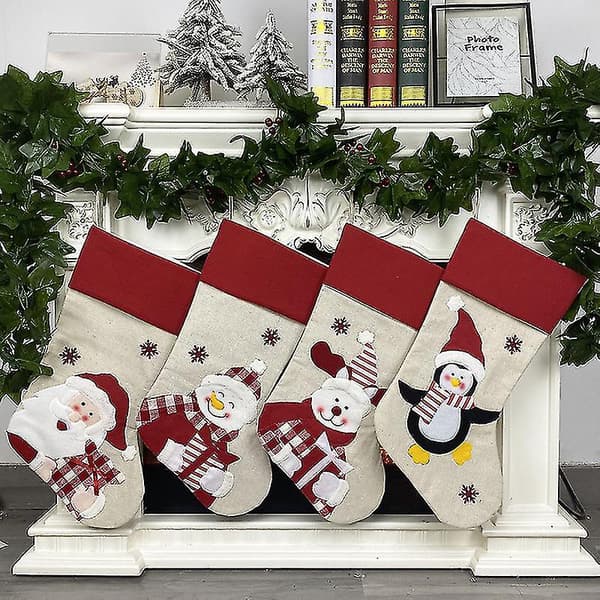 Stora Jutesäckar Julstrumpor Med Jultomte Ren Sn DXGHC