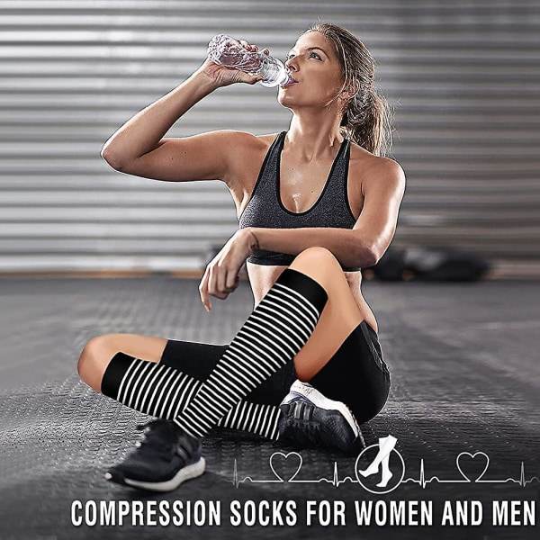 6 par Unisex Kompressionsstrumpor Loop - Sport Gym Strumpor(L/XL)